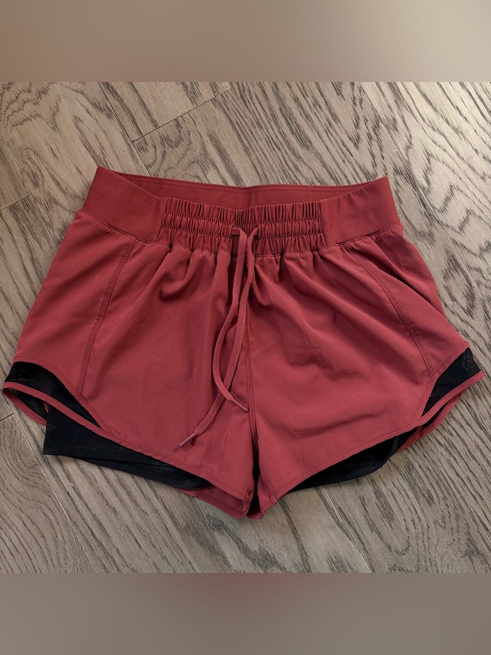 MPG Women's Rusty Rose Red Athletic Shorts with Built-In Liner